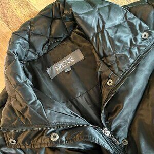 Kenneth Cole Reaction Shiny Black Down Feather Quilted Puffer Jacket Coat Size S